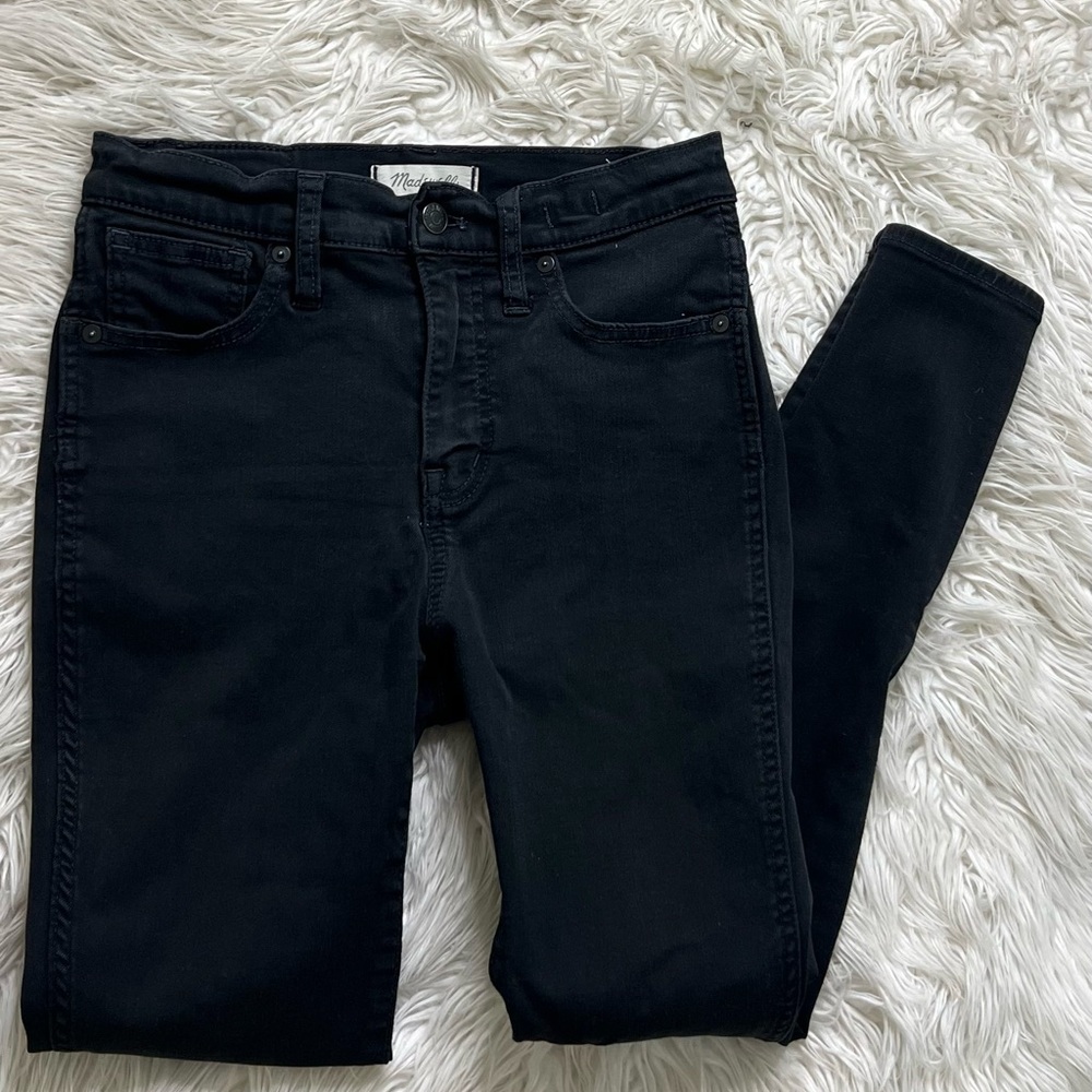 Madewell Size 26 Jeans 10” High Rise Skinny Denim Black Stretch Womens